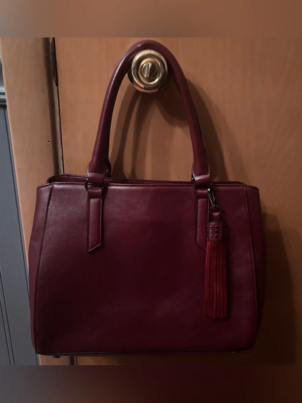 INC International Concepts Wine Red Satchel w/ Tassel - Like New